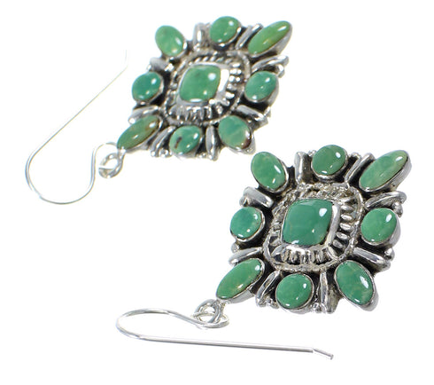 Southwestern Sterling Silver Turquoise Hook Dangle Earrings QX69354